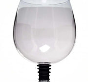Creative Champagne Glass with innovative design fitting onto wine bottles, clear glass, 260ml capacity.