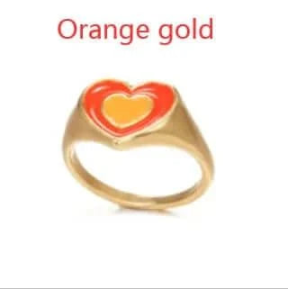 Creative Love Heart Ring in orange gold with unique heart-shaped design.