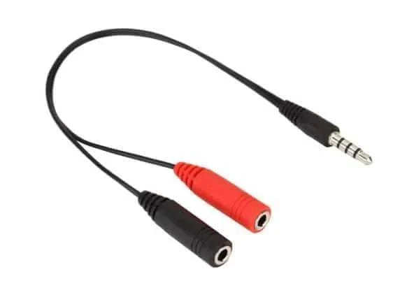 Audio splitter cable for Led Light Wired Gamer Headset with two colored connectors.