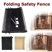 Dog Gate Fence with nylon mesh for pet safety, featuring adjustable size, retractable design, and easy installation.