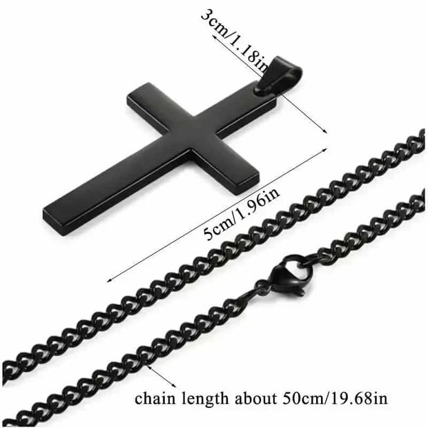 Elegant black cross necklace with a durable chain for daily wear.
