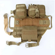 Tactical Military Dog Harness in durable nylon with solid pattern and adjustable straps for all-season adventures.