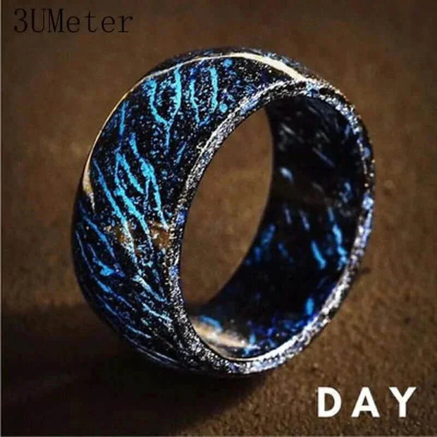 Unisex Luminous Ring glowing in the dark with a unique design.