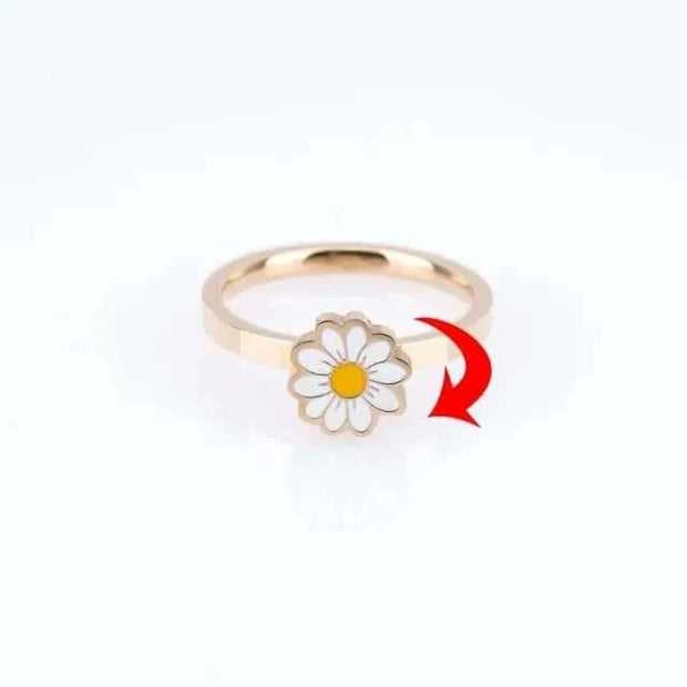 Fidget Spinner Ring with a daisy design and spinner mechanism.
