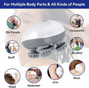 Electric scalp massager for multiple body parts and people, features versatile use on neck, arm, and more.