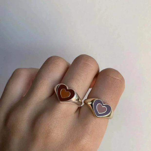 Creative Love Heart Ring with unique heart-shaped design, crafted from alloy, showcasing romance and style.