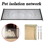 Dog Gate Fence, pet isolation network, nylon mesh, portable, adjustable pet safety barrier.
