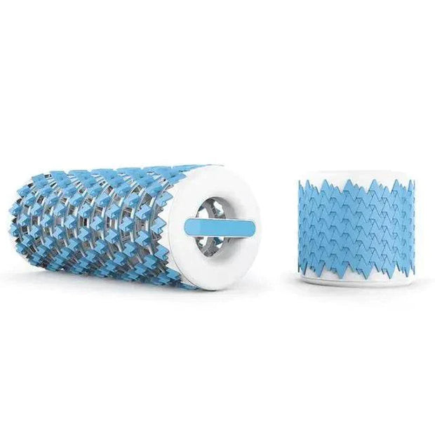 Multifunctional Yoga Pillar, folding adjustable Pilates foam roller, portable ergonomic design, blue.