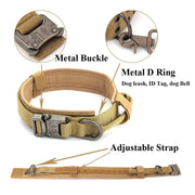 Heavy-Duty Dog Collar with metal buckle, D-ring, and adjustable strap for durability and comfort.