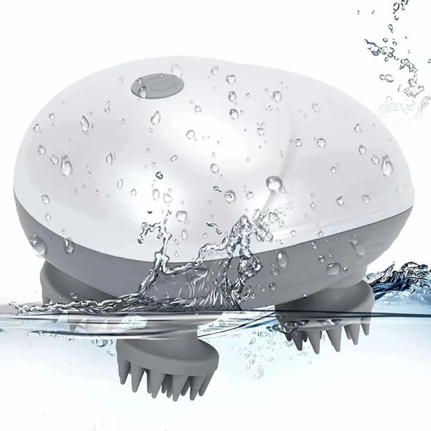 Electric Scalp Massager in water showcasing waterproof feature.