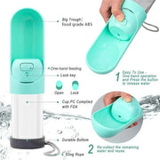 Portable Dog Drinker Bottle with foldable bowl and one-click lock system for easy dog hydration.