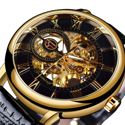 Men's luxury brand watch with intricate dial, showcasing elegant craftsmanship and premium materials.