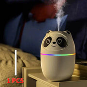 Cat humidifier with colorful night light, compact 250ml capacity, and USB connection, enhancing home comfort.