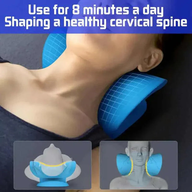 Neck Shoulder Stretcher Pillow for cervical spine health, only 8 minutes daily.