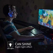 Led Light Wired Gamer Headset with glowing LED lights and noise-canceling mic for immersive gaming.