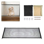 Dog Gate Fence with adjustable nylon mesh fabric, easy assembly, and stylish color options for pet safety.