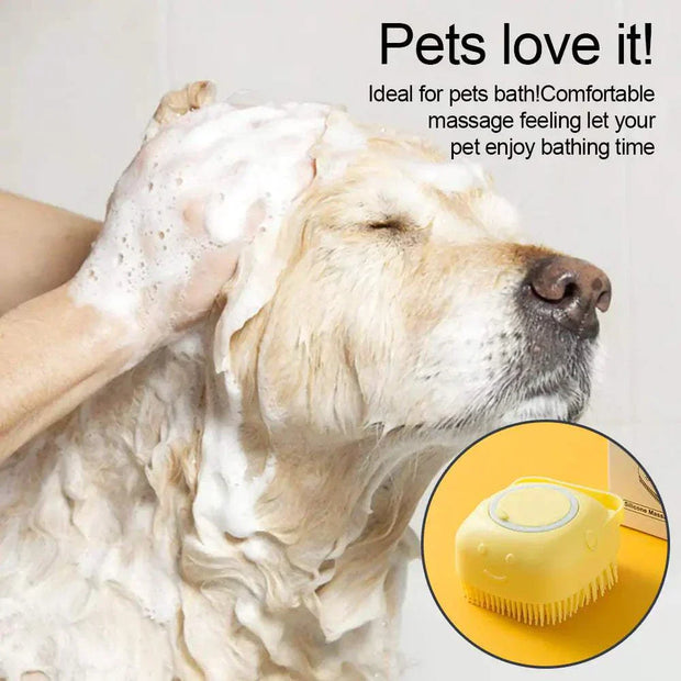 Soft Silicone Dog Brush for gentle pet grooming and effective bath time.