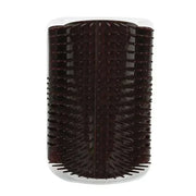 Cat Corner Groomer Brush for feline self-grooming and hair removal, black plastic design.
