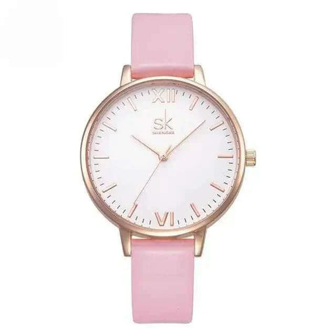 Shengke Fashion Watch with pink strap and elegant design.