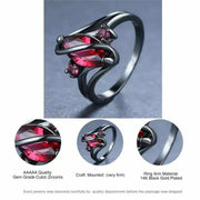 Crystal Ring with dazzling crystal centerpiece and 14K black gold plating.