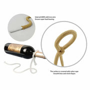 Suspended Rope Wine Bottle Holder showcasing unique and elegant design with nylon rope and solid iron wire for secure display.