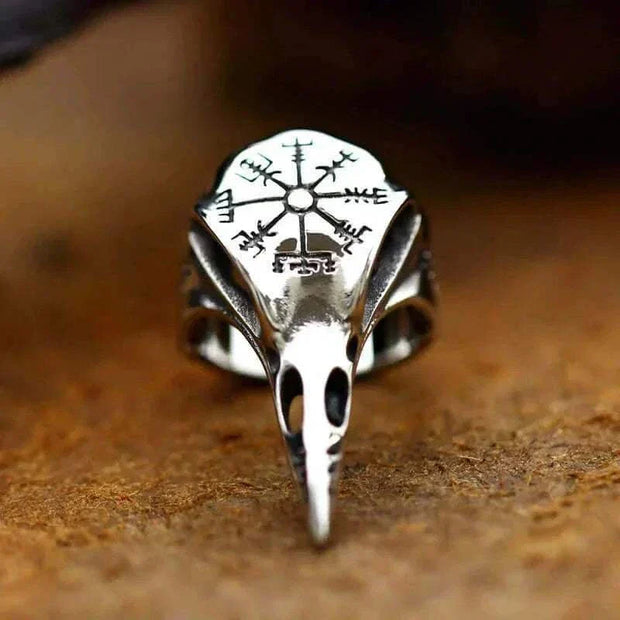 Gothic ring with black enamel finish and intricate design on high-quality silver metal.